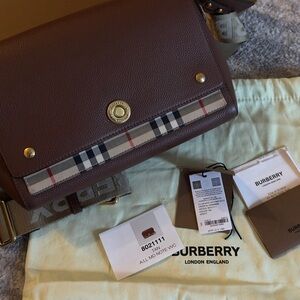 BARELY WORN Burberry Brown Tan Crossbody Bag with Signature Plaid